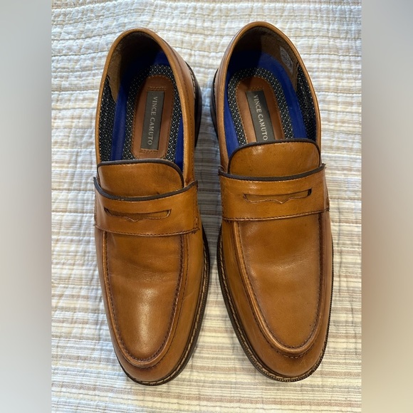 Vince Camuto VY-Layton Cognac Brown Leather Penny Loafers Men’s 8.5M Dress Shoes - Picture 6 of 9